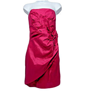 Jessica McClintock Mini Dress Vintage Hot Pink Strapless Prom Party Barbie XS/S*